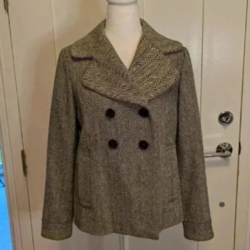 Banana Republic Black/White Tweed Jacket, Size S, Double Breasted
